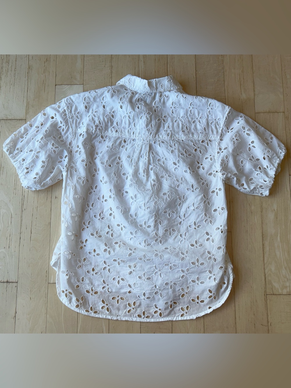 J. Crew Spring Garden Button Up Collar Top Eyelet White Puff Sleeves Size 4 NWOT - Picture 6 of 16